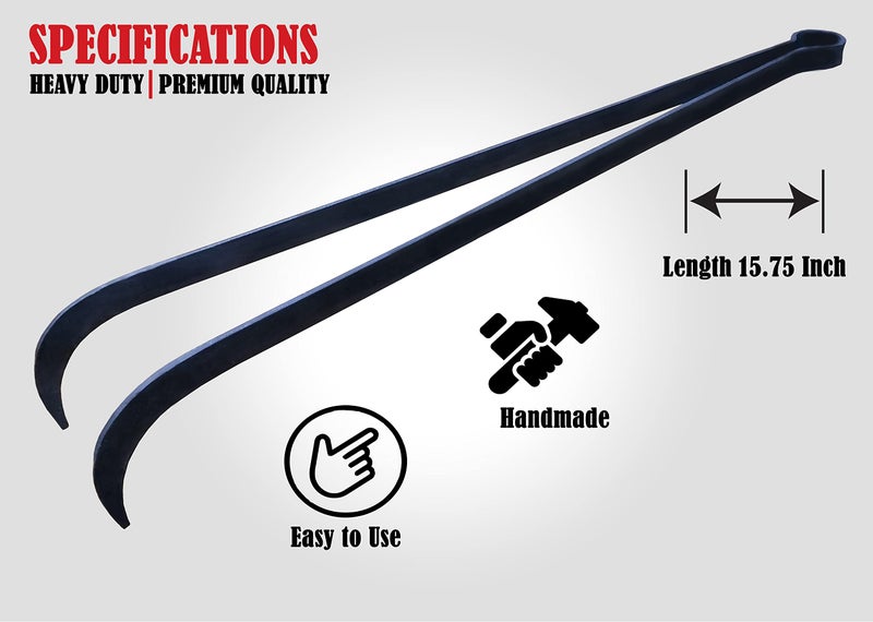 OC TRADE Charcoal Tongs, BBQ Charcoal Tongs, 15.75 Inch, Charcoal Tongs For Grill, Heavy Duty, Charcoal Cherry Picker Tool, Charcoal Grill Rake, Charcoal Grill Poker, Fire Tongs, Camping Fire Poker,Grill Tongs - Image 3
